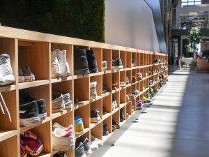 A long shoe shelf